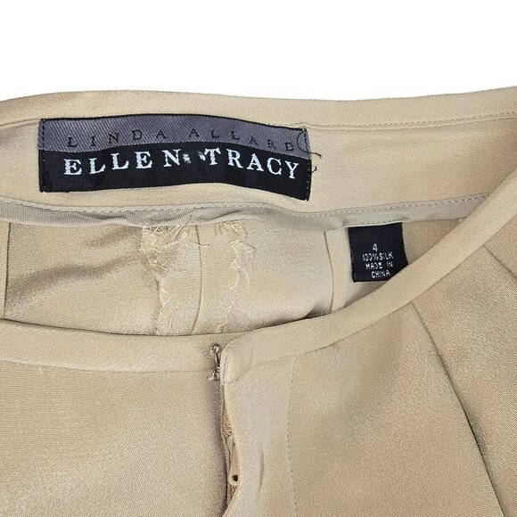 Ellen Tracy Womens Tan Wide-Leg Pants Size 4 100% Silk Vintage HS161 - Picture 2 of 7